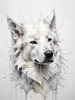 Abstract Sketch of Berger Blanc Suisse with Alert Ears and Calm Eyes
