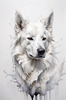 Abstract Sketch of Berger Blanc Suisse with Alert Ears and Calm Eyes