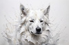 Abstract Sketch of Berger Blanc Suisse with Alert Ears and Calm Eyes