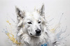 Abstract Sketch of Berger Blanc Suisse with Alert Ears and Calm Eyes