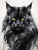 Abstract Sketch of Majestic Black Maine Coon Cat Face