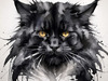 Abstract Sketch of Majestic Black Maine Coon Cat Face