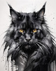 Abstract Sketch of Majestic Black Maine Coon Cat Face