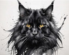 Abstract Sketch of Majestic Black Maine Coon Cat Face