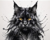 Abstract Sketch of Majestic Black Maine Coon Cat Face