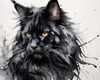 Abstract Sketch of Majestic Black Maine Coon Cat Face