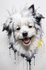 Abstract Sketch of Bolognese Dog Face with Soft Fur and Gentle Eyes