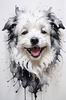 Abstract Sketch of Bolognese Dog Face with Soft Fur and Gentle Eyes