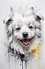 Abstract Sketch of Bolognese Dog Face with Soft Fur and Gentle Eyes