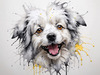 Abstract Sketch of Bolognese Dog Face with Soft Fur and Gentle Eyes
