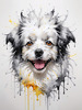 Abstract Sketch of Bolognese Dog Face with Soft Fur and Gentle Eyes