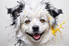 Abstract Sketch of Bolognese Dog Face with Soft Fur and Gentle Eyes