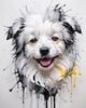 Abstract Sketch of Bolognese Dog Face with Soft Fur and Gentle Eyes