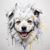 Abstract Sketch of Bolognese Dog Face with Soft Fur and Gentle Eyes