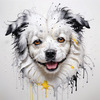 Abstract Sketch of Bolognese Dog Face with Soft Fur and Gentle Eyes