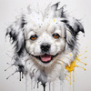 Abstract Sketch of Bolognese Dog Face with Soft Fur and Gentle Eyes
