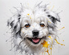 Abstract Sketch of Bolognese Dog Face with Soft Fur and Gentle Eyes