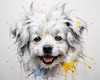 Abstract Sketch of Bolognese Dog Face with Soft Fur and Gentle Eyes