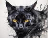 Abstract Sketch of Bombay Cat with Panther-like Black Coat
