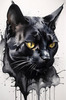 Abstract Sketch of Bombay Cat with Panther-like Black Coat
