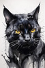 Abstract Sketch of Bombay Cat with Panther-like Black Coat
