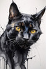 Abstract Sketch of Bombay Cat with Panther-like Black Coat