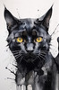 Abstract Sketch of Bombay Cat with Panther-like Black Coat