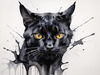 Abstract Sketch of Bombay Cat with Panther-like Black Coat