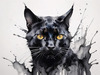 Abstract Sketch of Bombay Cat with Panther-like Black Coat