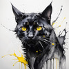 Abstract Sketch of Bombay Cat with Panther-like Black Coat