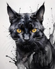 Abstract Sketch of Bombay Cat with Panther-like Black Coat