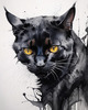 Abstract Sketch of Bombay Cat with Panther-like Black Coat
