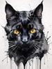Abstract Sketch of Bombay Cat with Panther-like Black Coat