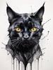 Abstract Sketch of Bombay Cat with Panther-like Black Coat