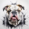 Printable Abstract Art of Bulldog Face with Detailed Wrinkles
