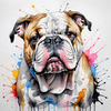 Printable Abstract Art of Bulldog Face with Detailed Wrinkles