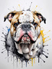 Printable Abstract Art of Bulldog Face with Detailed Wrinkles