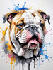 Printable Abstract Art of Bulldog Face with Detailed Wrinkles