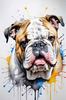 Printable Abstract Art of Bulldog Face with Detailed Wrinkles