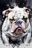 Printable Abstract Art of Bulldog Face with Detailed Wrinkles