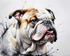 Printable Abstract Art of Bulldog Face with Detailed Wrinkles