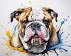 Printable Abstract Art of Bulldog Face with Detailed Wrinkles