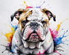 Printable Abstract Art of Bulldog Face with Detailed Wrinkles
