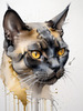 Abstract Art of a Burmese Cat with Golden Eyes and Sable Coat