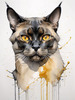 Abstract Art of a Burmese Cat with Golden Eyes and Sable Coat