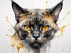 Abstract Art of a Burmese Cat with Golden Eyes and Sable Coat