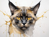 Abstract Art of a Burmese Cat with Golden Eyes and Sable Coat