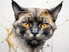Abstract Art of a Burmese Cat with Golden Eyes and Sable Coat