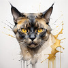 Abstract Art of a Burmese Cat with Golden Eyes and Sable Coat