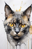 Abstract Art of a Burmese Cat with Golden Eyes and Sable Coat